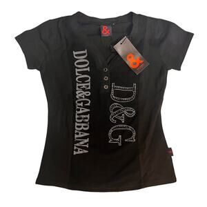 Dolce & Gabbana D&G Black T-Shirt Vintage Y2K Women's Size S - EXCELLENT